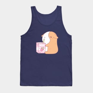 Cute Guinea Pig Drinking Strawberry Milk Tank Top